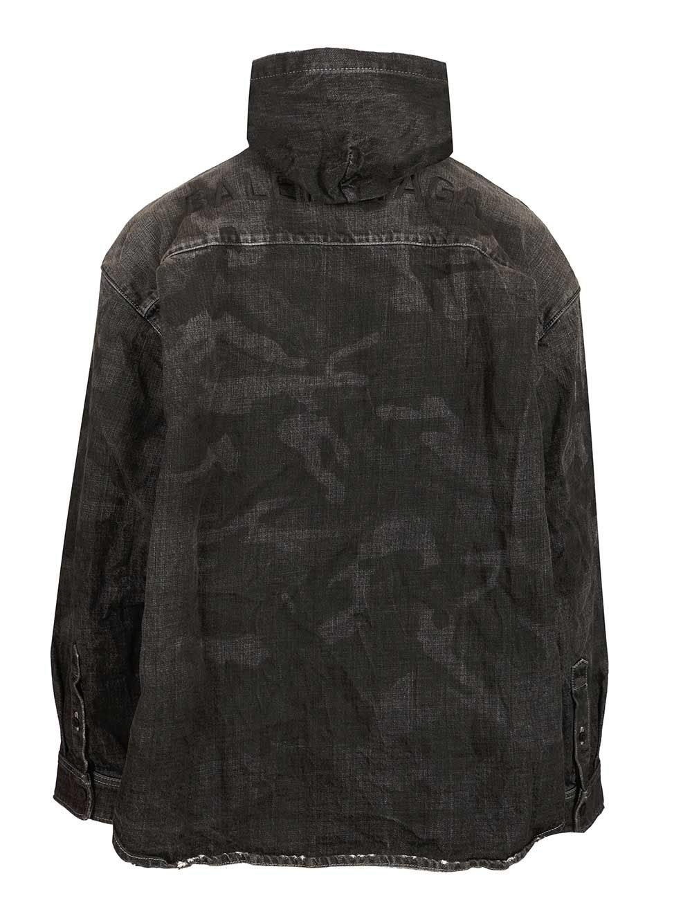 Balenciaga Denim Parka With Hood Jackets - Black | a4de1c7fdc2ee6ee9eaa7adbf7845cc459e46485