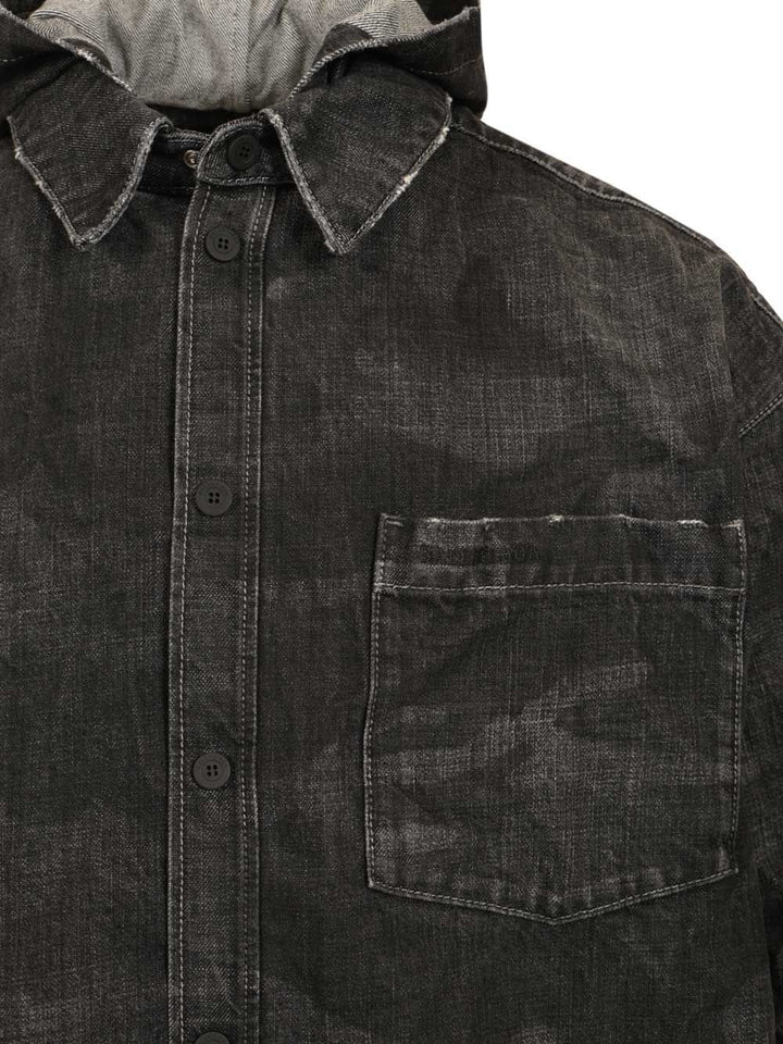 Balenciaga Denim Parka With Hood Jackets - Black | baab1b8854d5eb02d0ebb0d7c3b9fed424728c3e