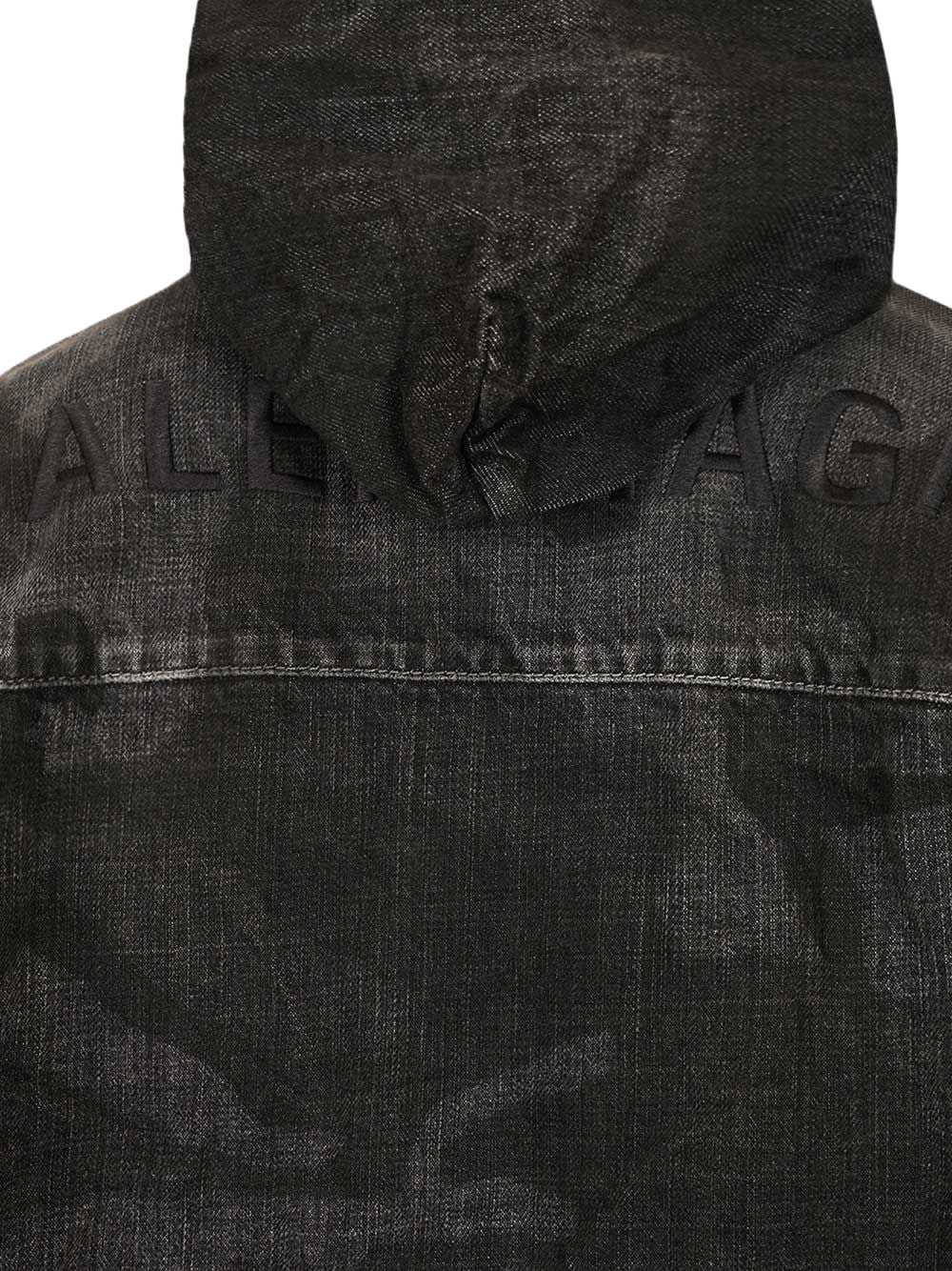 Balenciaga Denim Parka With Hood Jackets - Black | 925d2b2ad641dcd6575d172cbe4ffcea6fc0633f