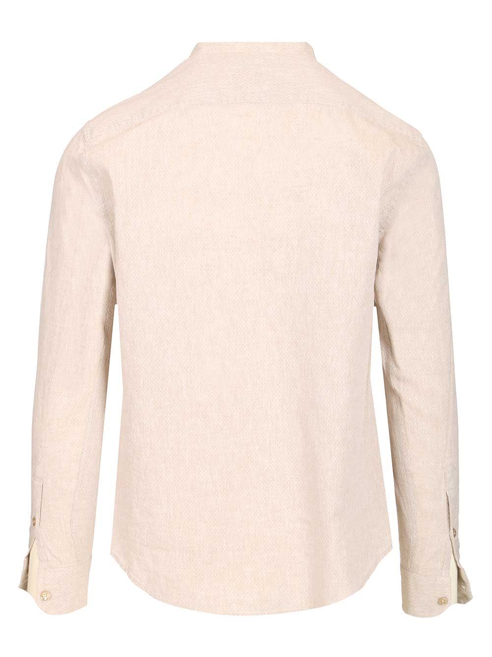 Emporio Armani Mandarin Collar Shirt Shirts - Beige | f082708d5248570eeb77618e5ee15e0e949cef48