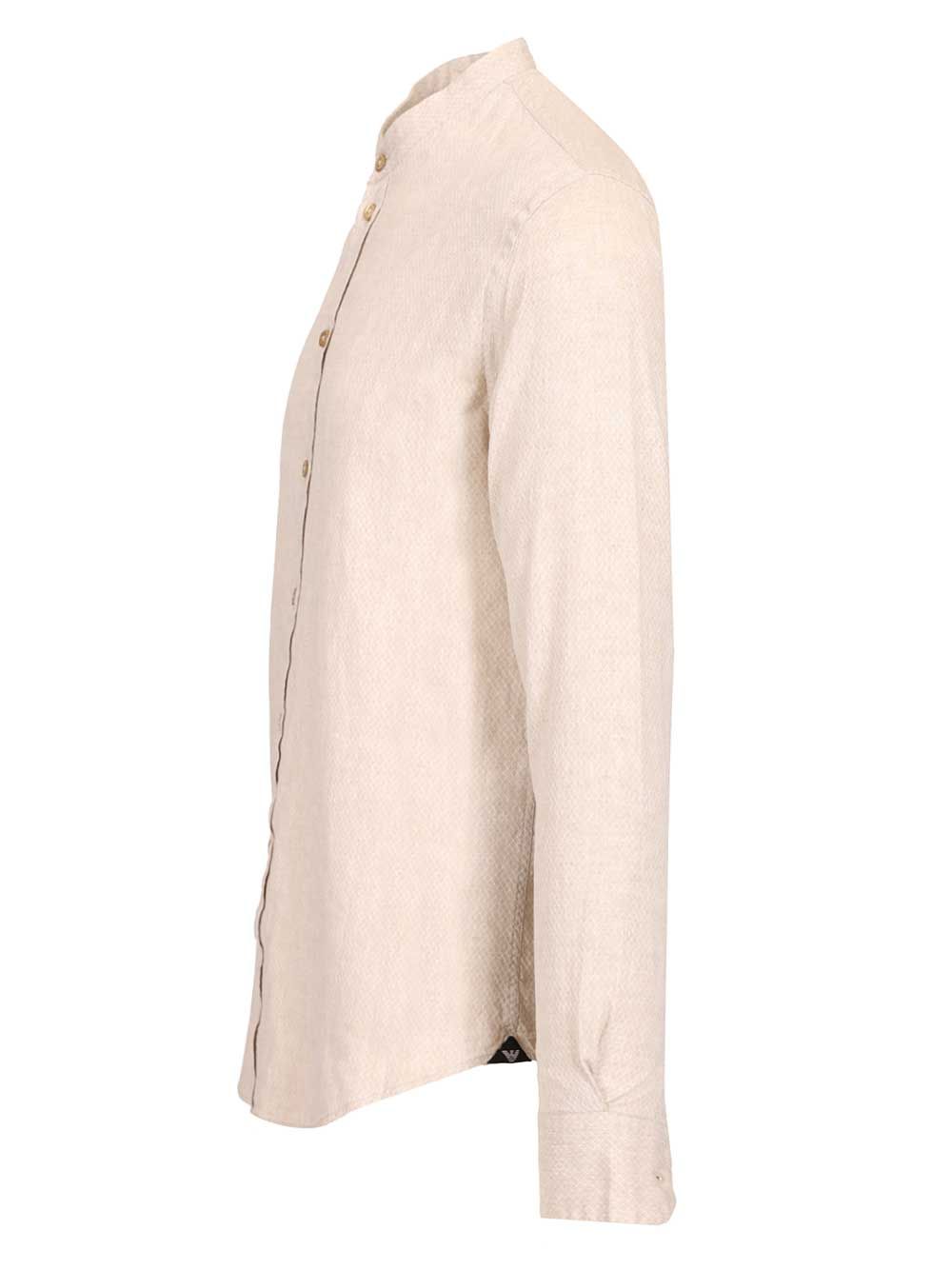 Emporio Armani Mandarin Collar Shirt Shirts - Beige | 4af3b8402e5a85496a62aaf0e1e0b109f3bf4127