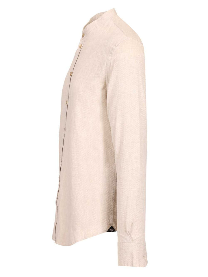 Emporio Armani Mandarin Collar Shirt Shirts - Beige | 4af3b8402e5a85496a62aaf0e1e0b109f3bf4127