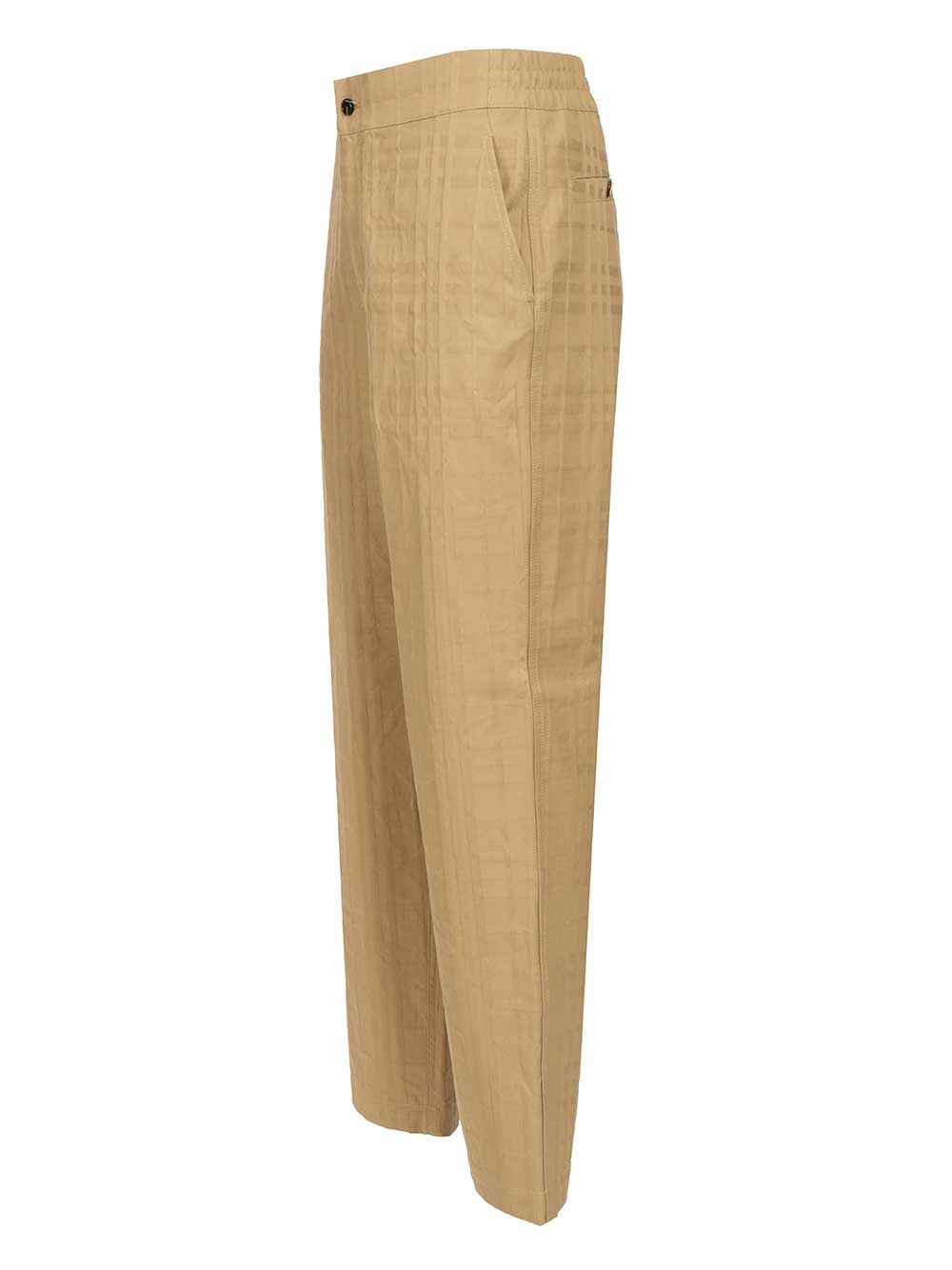 Burberry Textured Check Cotton Trousers - Beige | 1cddfd215ed4ba8b556ef13b3307b56a4248da1b