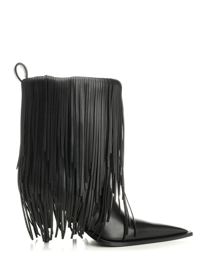 Balenciaga Avenue Fringe Ankle Boots - Black | 2a95a65e474bd2a3afa2ccb440bc7e9447752328