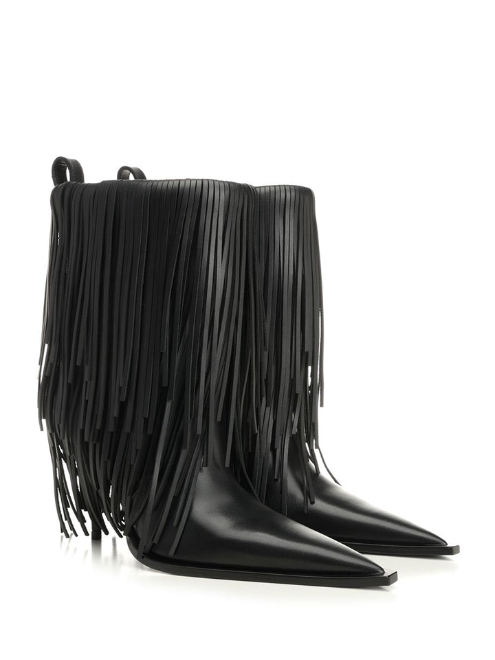 Balenciaga Avenue Fringe Ankle Boots - Black | 9cb1486559e5b2da6c1548bb4b4a82d2c0469e2c
