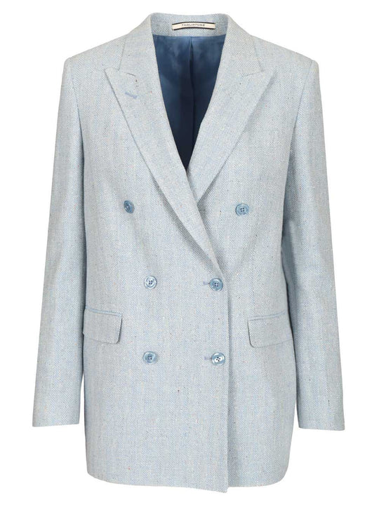 Oversized Double-Breasted Blazer Jackets Light Blue