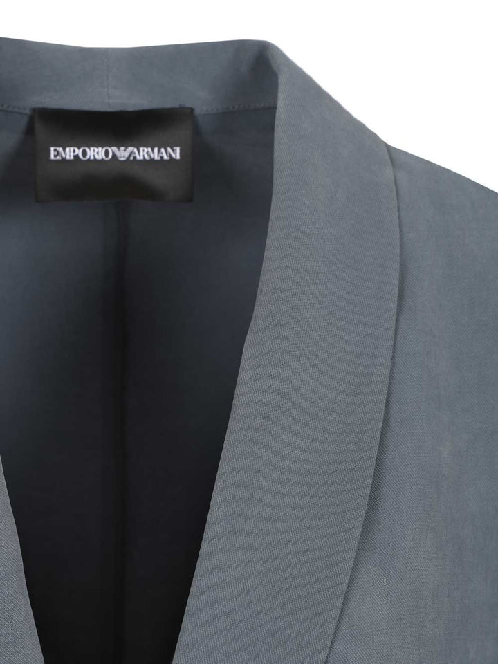Emporio Armani Single-Breasted Blazer Jackets - Blue | df404e73c58219829444044d9c5610250dc58c95