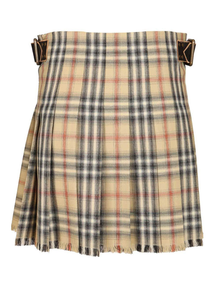 Burberry Mini Kilt In Check Wool Skirts - Brown | 4569d9aa341de2b135d7223a9b10fa0c87cba0d2