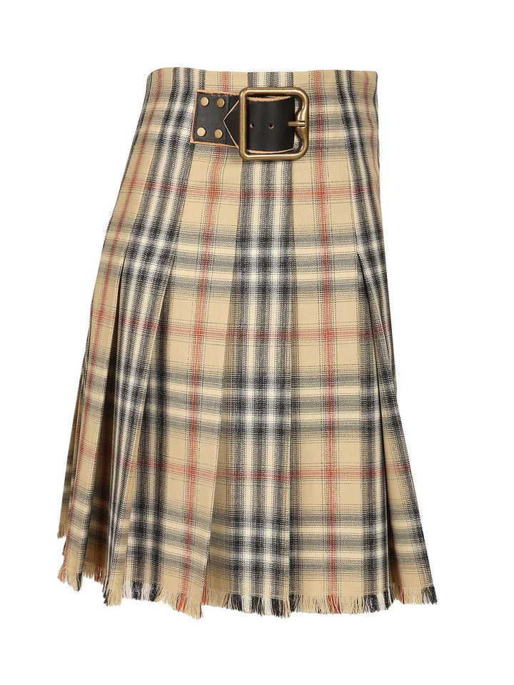 Burberry Mini Kilt In Check Wool Skirts - Brown | fbb23357f42002633df358a995367d89b4b4d358
