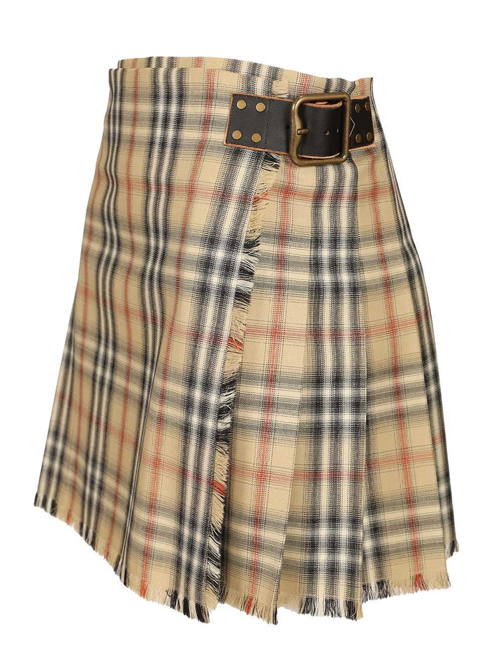 Burberry Mini Kilt In Check Wool Skirts - Brown | f1372b2e9c006c90009c7adb97174d6222e5c130