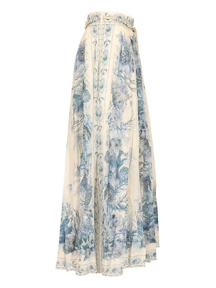 Zimmermann Wanderlust A-Line Maxi Skirt Skirts - Blue | 393114aa23c6ecf2ca769a82be5aab8c2578f813