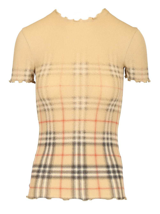 Blend Check Sweater T-Shirt Beige