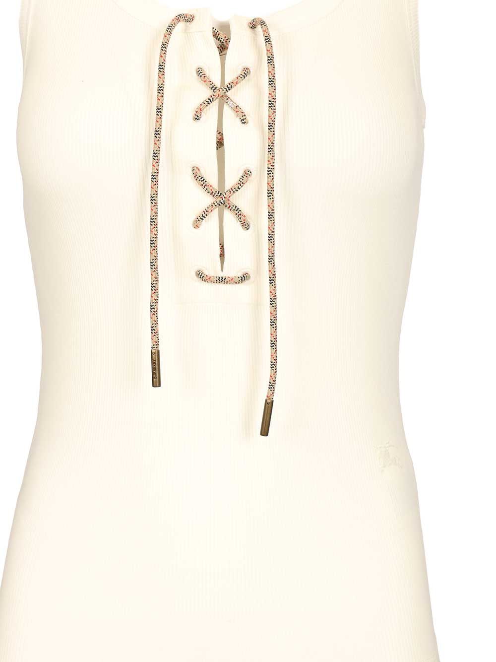 Burberry Lace-Up Top Tops - White | 754f2111ff095ed9aa68769b71104346cf05e1cc