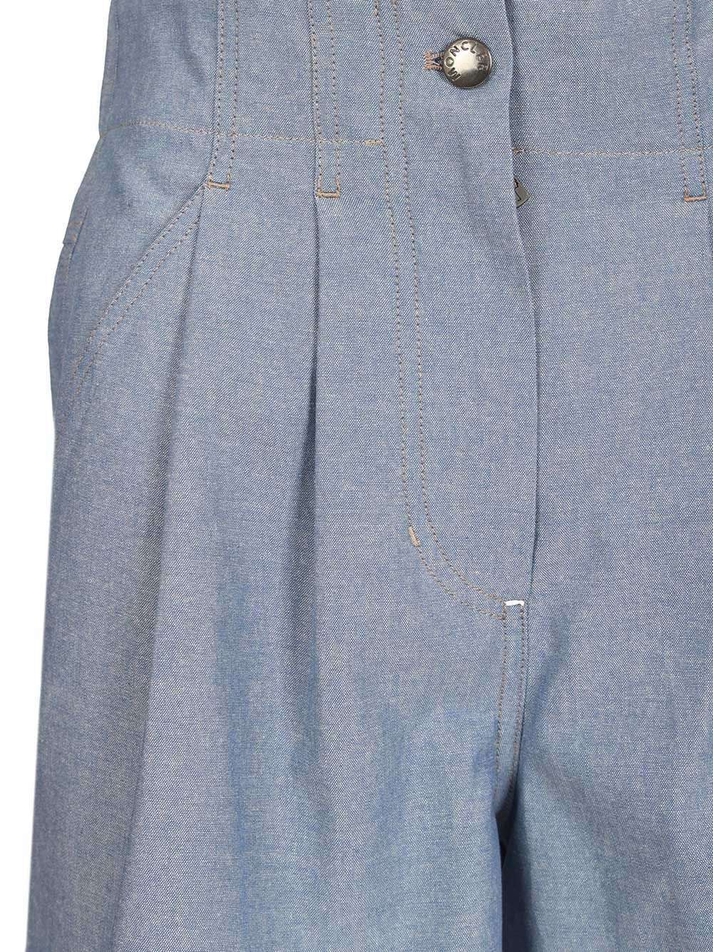 Moncler Grenoble Chambray Cotton Shorts Trousers - Light blue | e5cb6e7115e660facb2b08db4c2aa715c04358f1