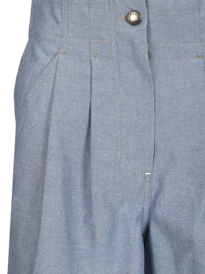 Moncler Grenoble Chambray Cotton Shorts Trousers - Light blue | e5cb6e7115e660facb2b08db4c2aa715c04358f1
