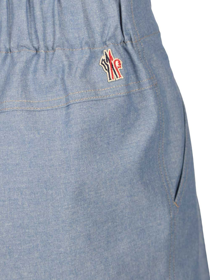 Moncler Grenoble Chambray Cotton Shorts Trousers - Light blue | d713435b3bdf3da6130718649e145ca2a40315f1