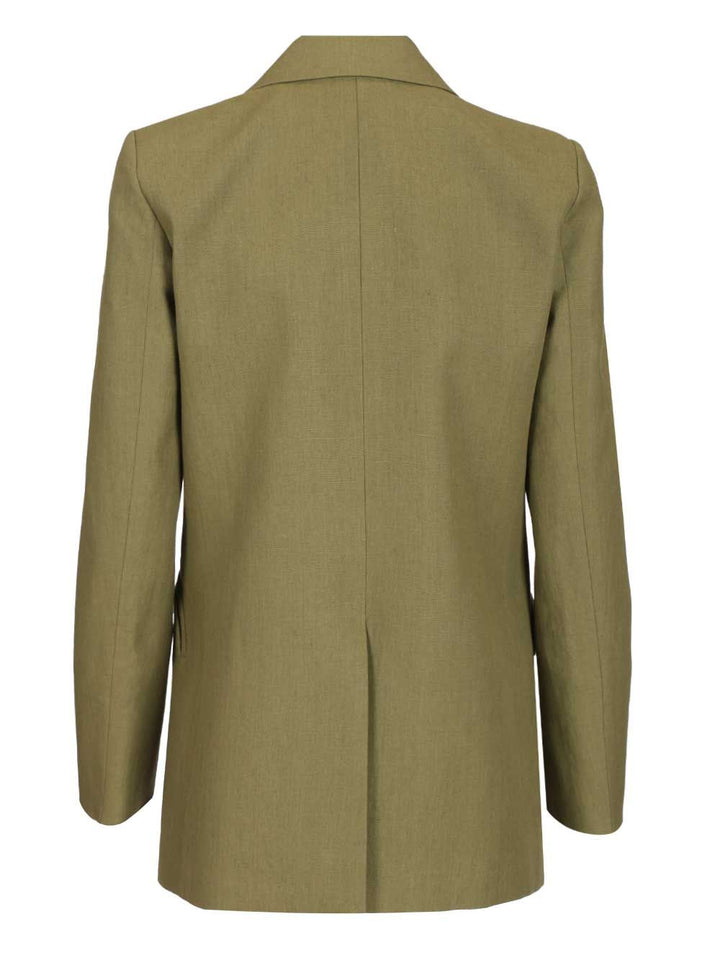 Blazé Milano Green Linen Double-Breasted Blazer Jackets - Green | 6d74879ee7e268a3137df8dc83871474aef22786