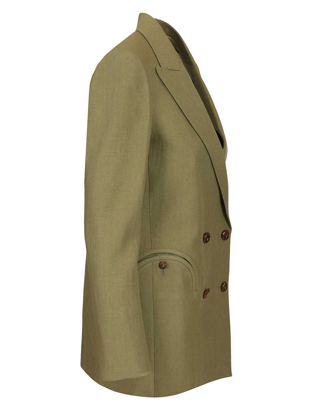 Blazé Milano Green Linen Double-Breasted Blazer Jackets - Green | 1cbef22ce5e5ad1c6397d5f289dbd6185f130209