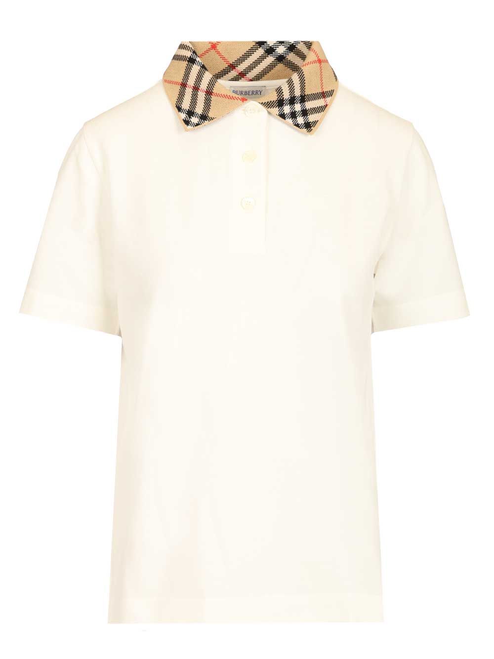 Burberry Cotton  With Checked Collar Polo shirt - White | 3056f14dc2dd62e808fa00fe7c9ef9443e179c62