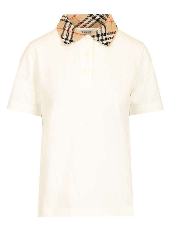 Burberry Cotton  With Checked Collar Polo shirt - White | 3056f14dc2dd62e808fa00fe7c9ef9443e179c62