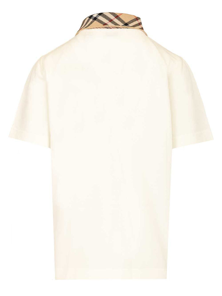 Burberry Cotton  With Checked Collar Polo shirt - White | 337134990fb56363bd0d9a88516420618de8efbb
