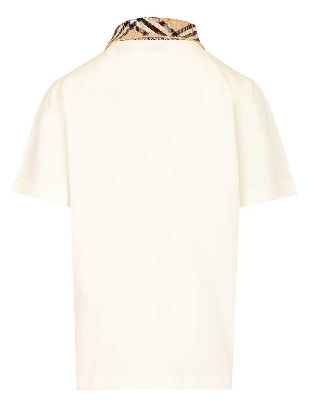 Burberry Cotton  With Checked Collar Polo shirt - White | 337134990fb56363bd0d9a88516420618de8efbb