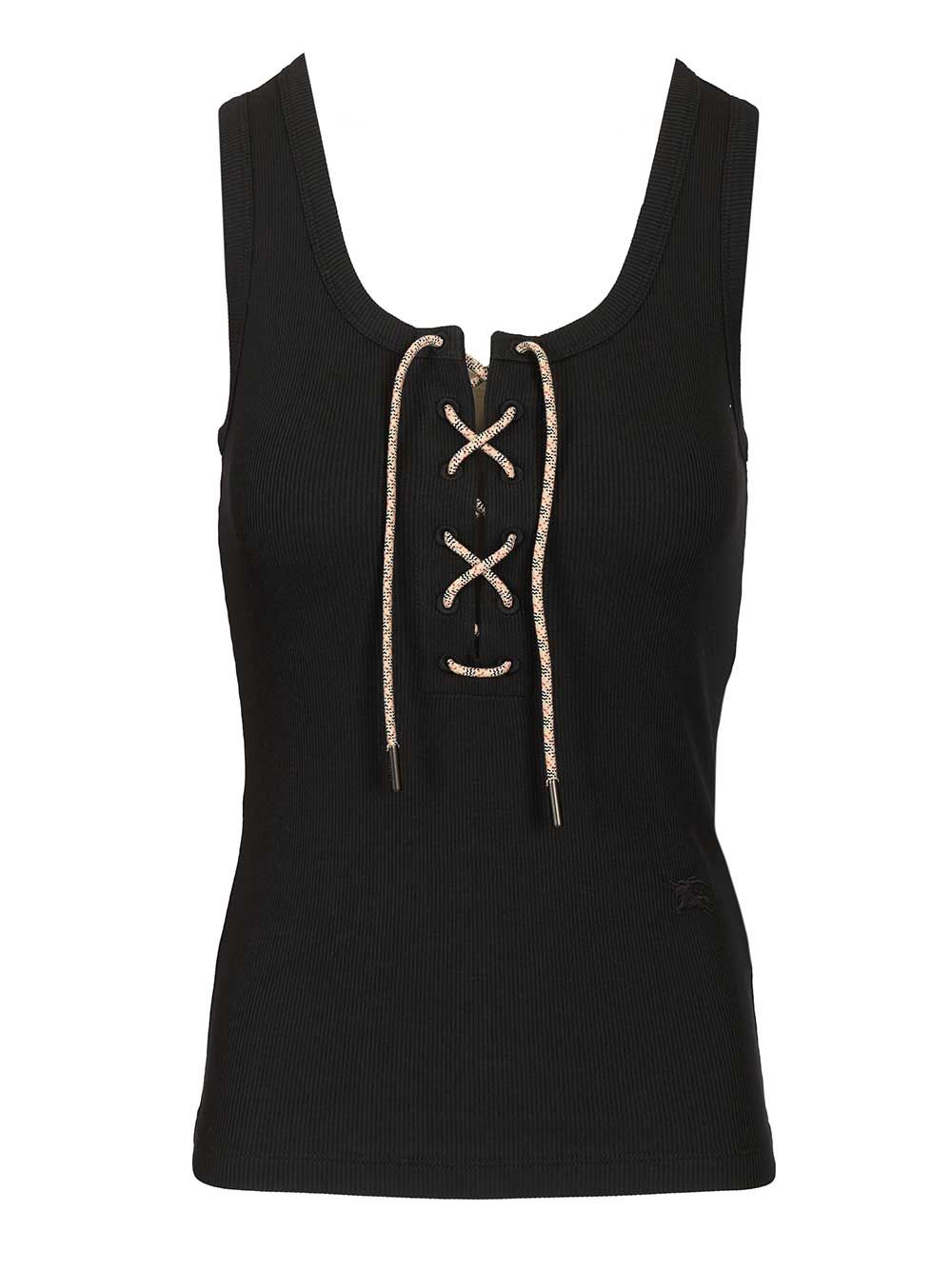 Burberry Lace-Up Top Tops - Black | 64c384f1bfd0acee4c03b8788625554d15f8ddbf
