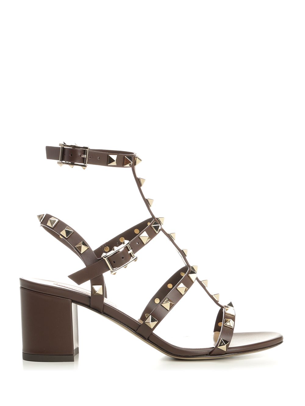 Valentino Garavani Rockstud Leather Sandals - Brown | 64d06e5cdae50677cd4b02619716906173c05650