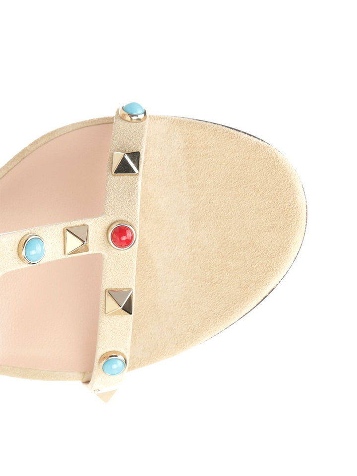 Valentino Garavani Rockstud Suede Sandals - Beige | 04f7888489f88327b86a019c8469dd454000d1b6