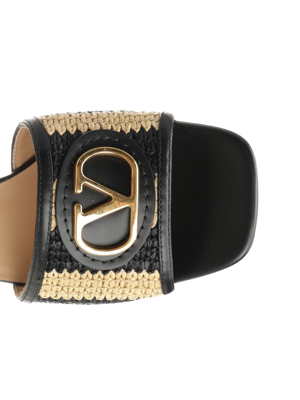Valentino Garavani Striped Raffia And Leather Sandals - Black | bf78309189e78c77c8019bcf36e1d33254ef941e
