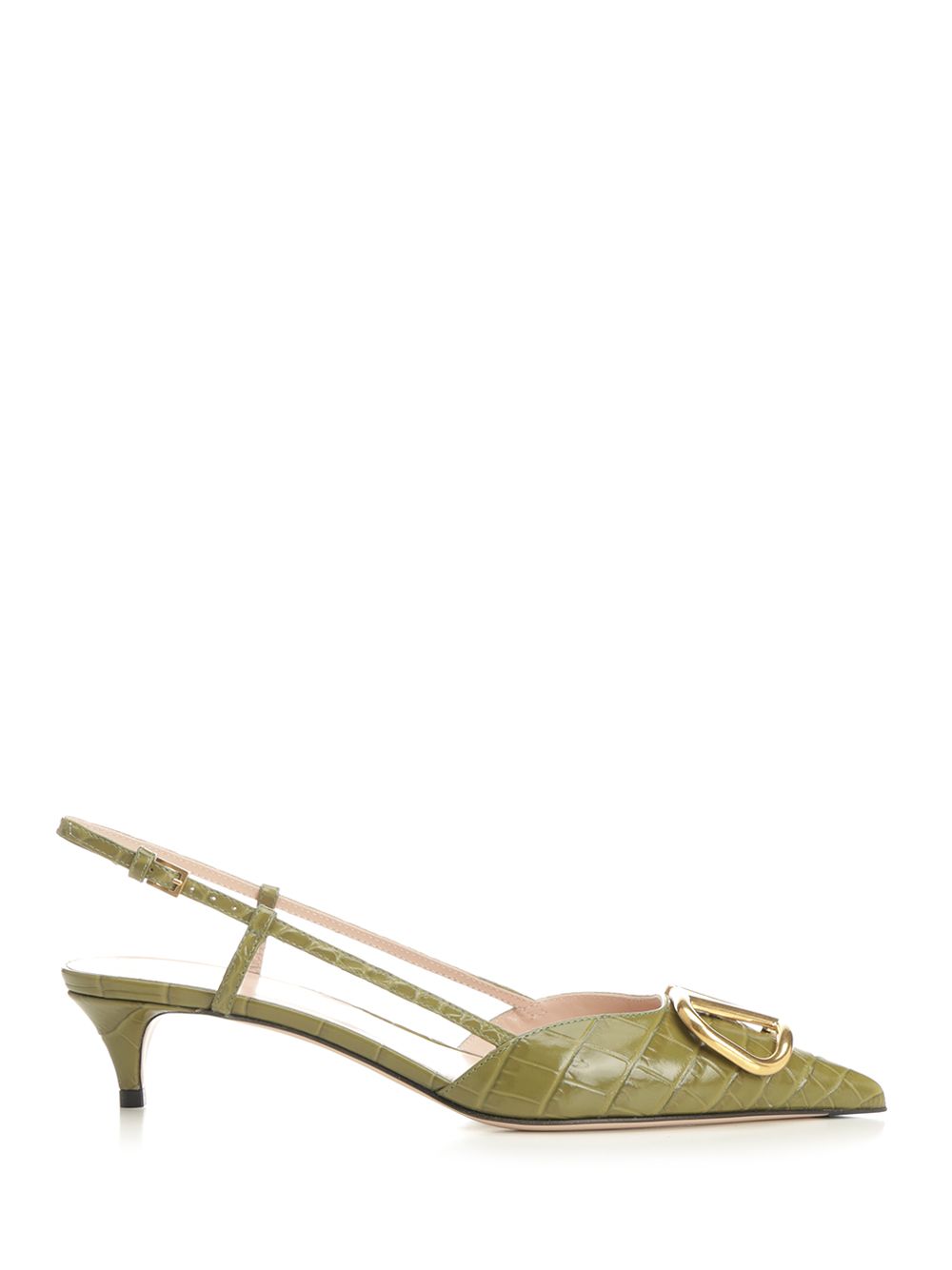 Valentino Garavani Vlogo Signature Slingback In Leather Pumps - Green | a36b7acc5d92557abe856310ea75aac367b1371d