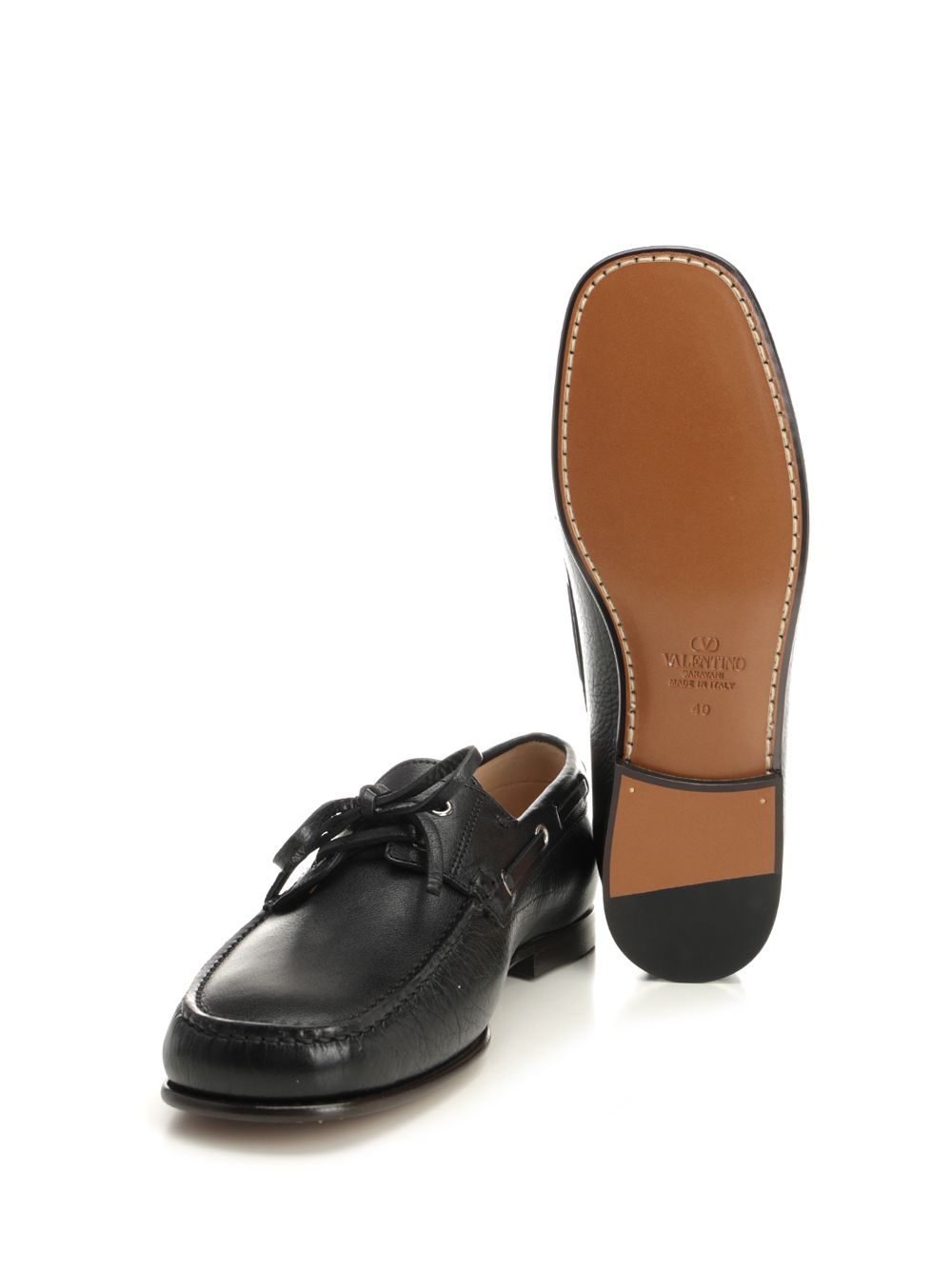 Valentino Garavani Leather Loafers With Logo Scarpe basse - Black | 011e04a969cf229a1e6fd382ab65118d0b183a30