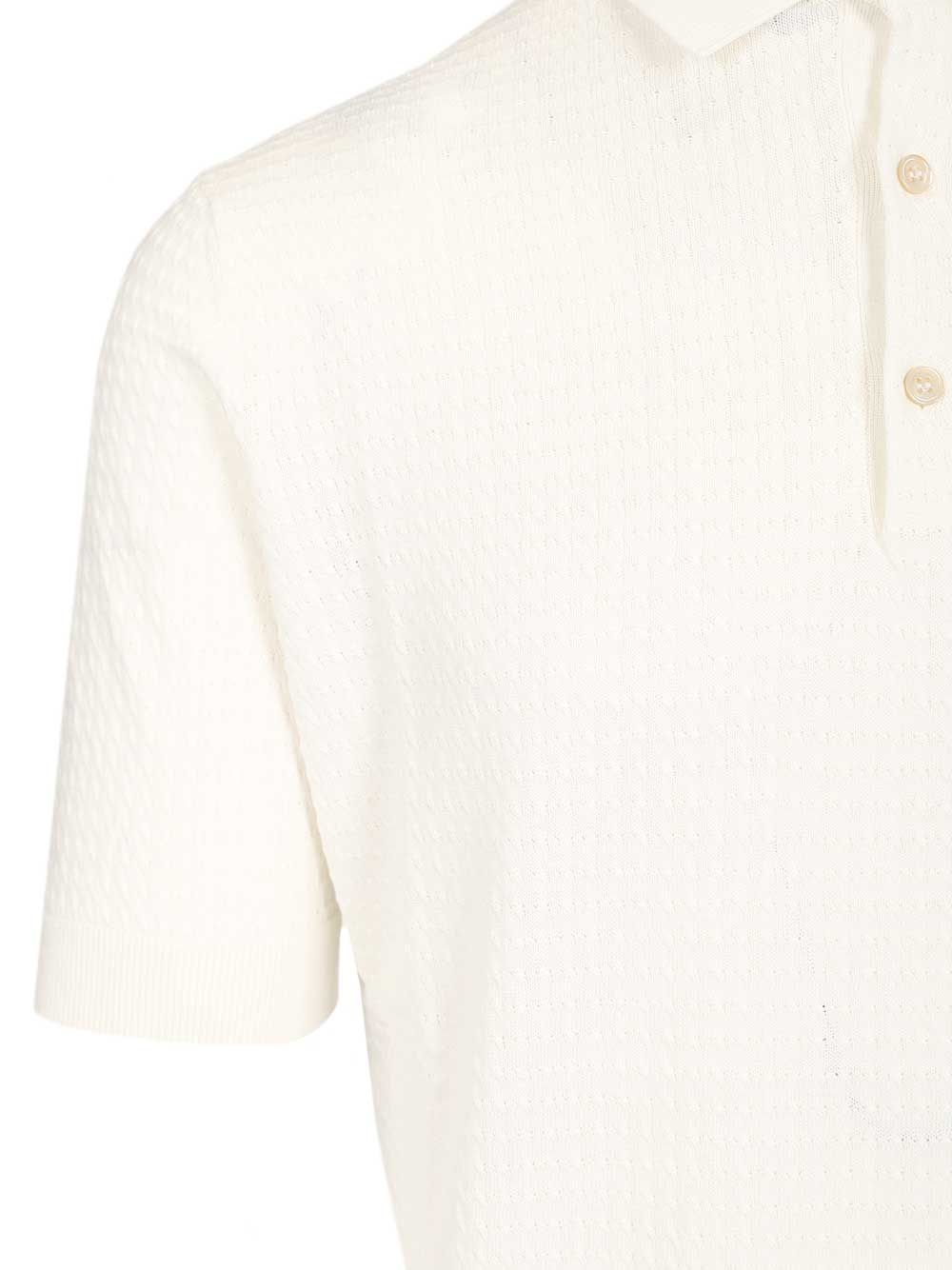 Filippo De Laurentiis Cable Knit Polo shirt - White | cbc288cfe31538102a1ca419d74b960b23ec50de