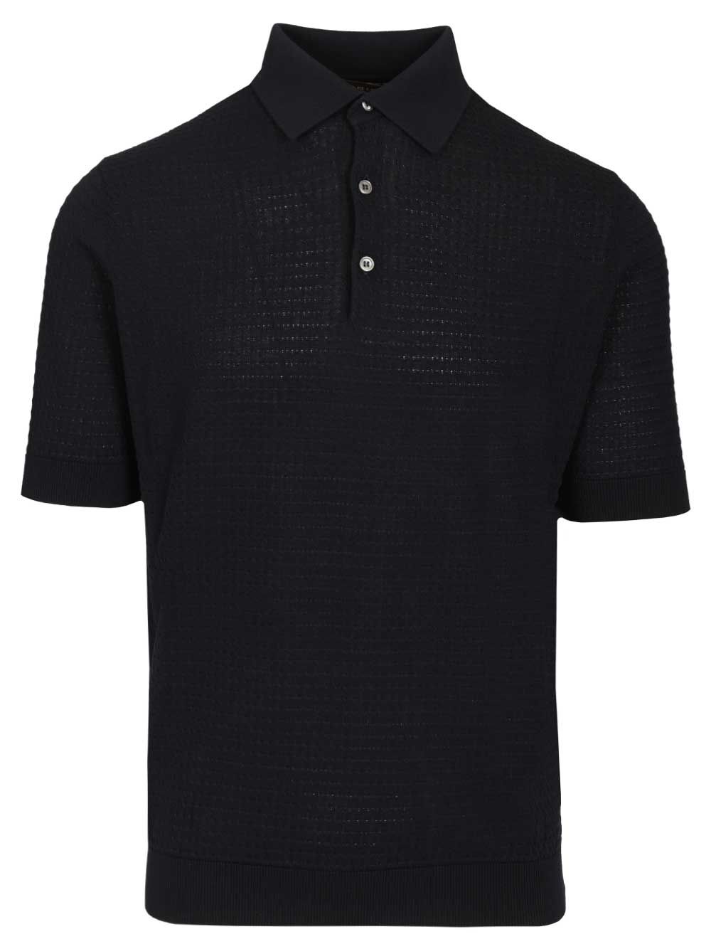 Filippo De Laurentiis Cable Knit Polo shirt - Blue | eb57fd022a992d0ad91e931ee876852d148480b6