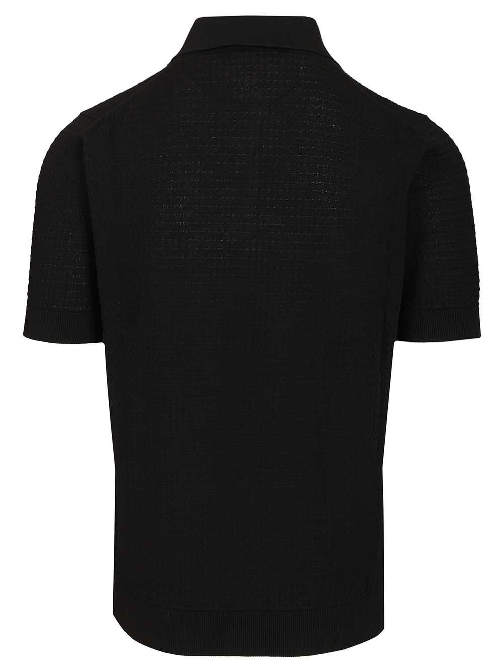 Filippo De Laurentiis Cable Knit Polo shirt - Black | 6ad1965ed3d1da5233a5e409d48e522c3e5fe3ec