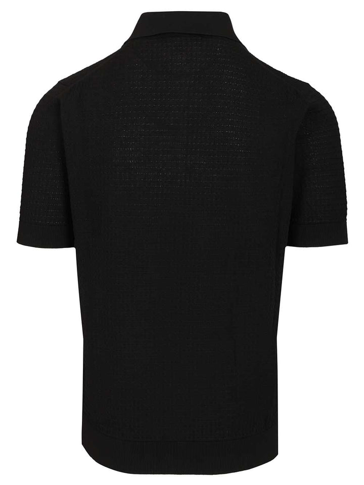 Filippo De Laurentiis Cable Knit Polo shirt - Black | 6ad1965ed3d1da5233a5e409d48e522c3e5fe3ec