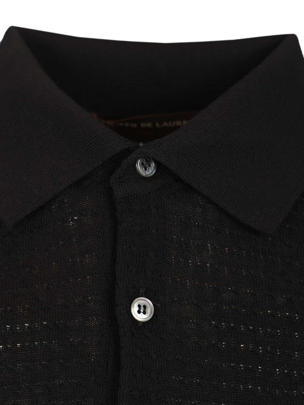 Filippo De Laurentiis Cable Knit Polo shirt - Black | df0b7ba62f56735a042a3af912950efa6bc26c40