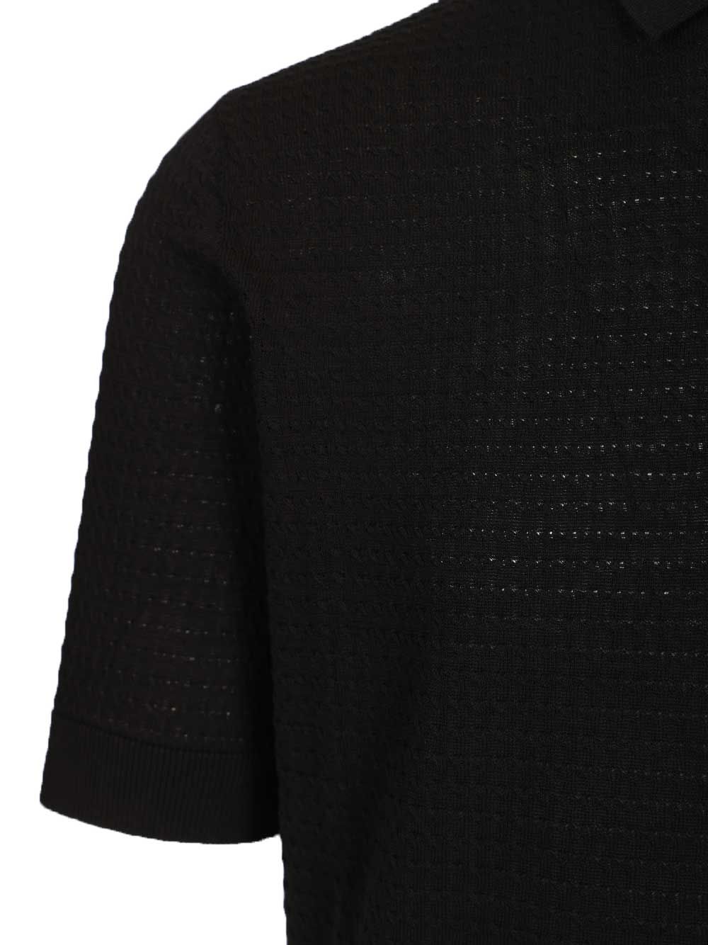Filippo De Laurentiis Cable Knit Polo shirt - Black | 9db82dfc159abb98f5c76bbfbcbd58c5bf3dce44