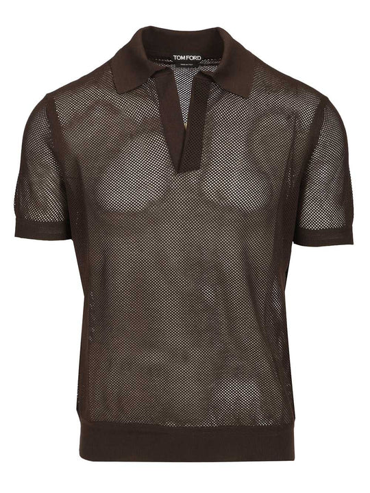 Knitted Polo Shirt Brown