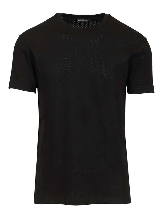 Perforated Ribbed T-Shirt Black