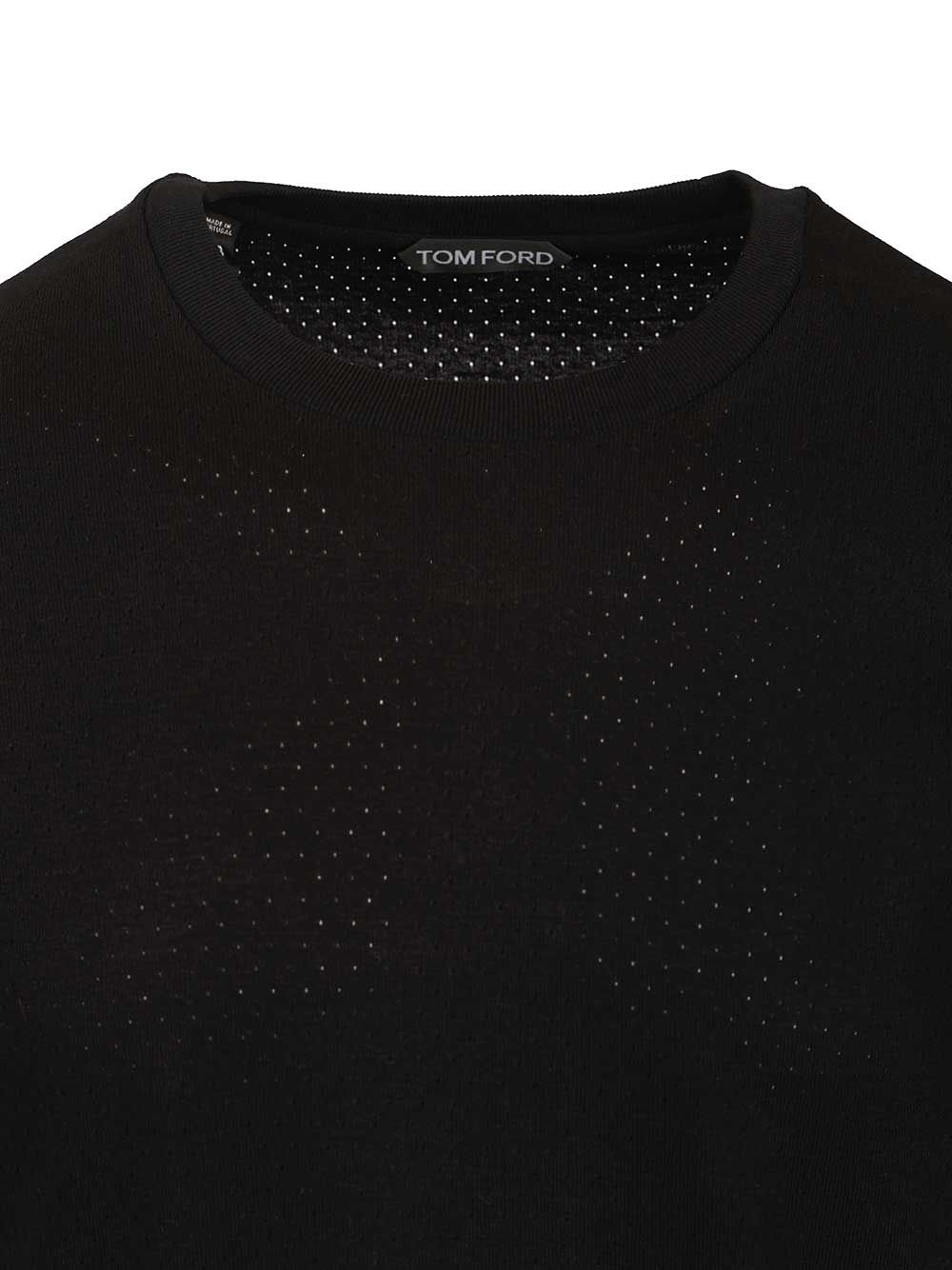 Tom Ford Perforated Ribbed T-Shirt - Black | a182ee189a031d4d6c9580cec63306ca2fce34e9
