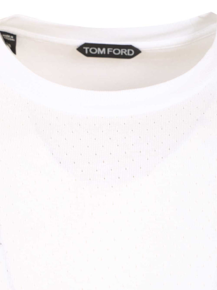 Tom Ford Perforated Ribbed T-Shirt - White | 5ced528730bce8f73b3f2178578fb3c50f09e844
