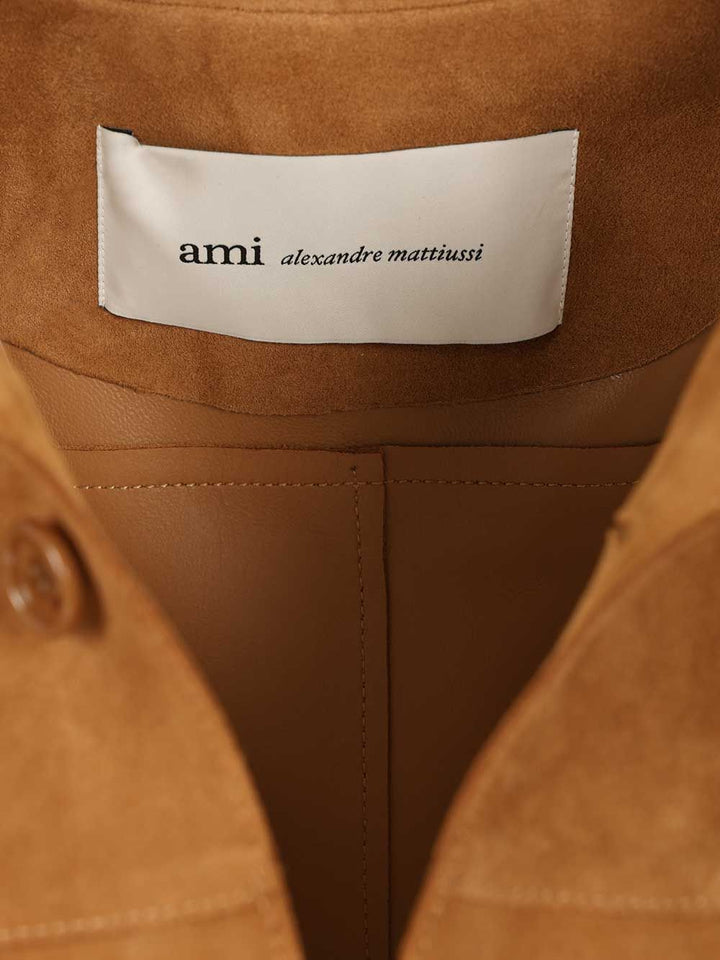 Ami Suede Overshirt Jackets - Beige | 9728f026e03420dc7a3e1fda20670ad874d98ffa