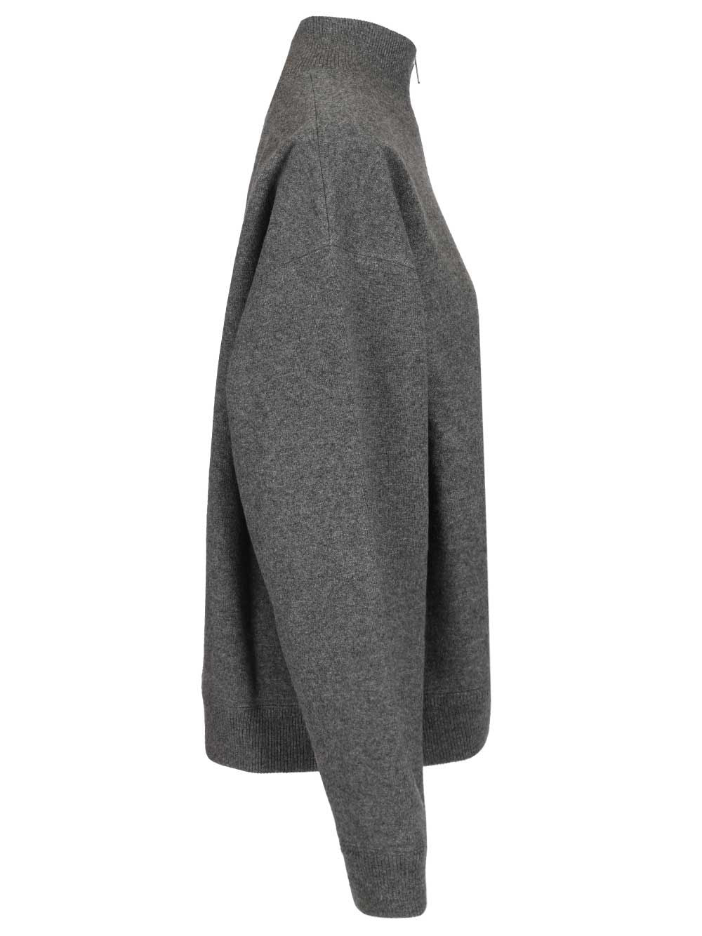 Miu Miu Cashmere And Jersey Zip-Up Sweater Knitwear - Grey | f8f3c6c4c378df90139a645843de7ee3de7711ac