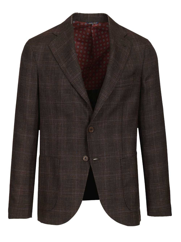 Al Duca D'Aosta Single-Breasted Check Blazer Jackets - Brown | d1933b0b284c6a2764fd876b5afb0db5a8aefa48