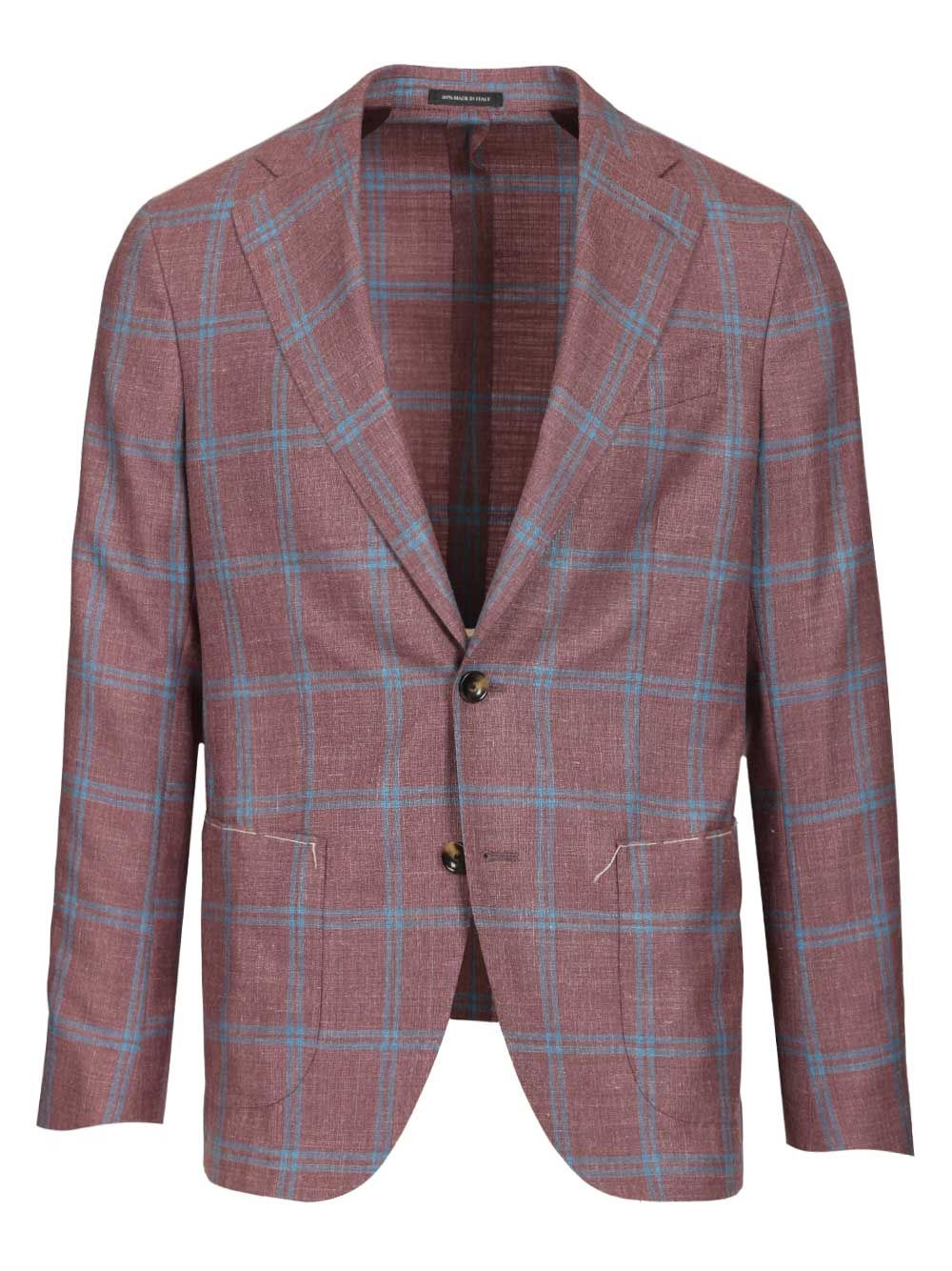 Al Duca D'Aosta Unlined Check Blazer Jackets - Bordeaux | 8bc420222815f0bbc5e65ccaddd498823b0b9eac