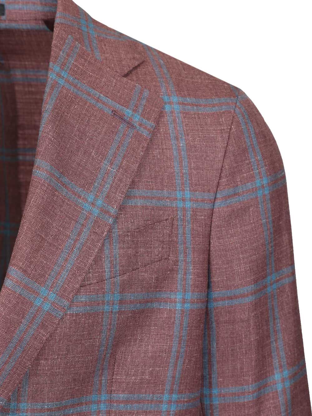 Al Duca D'Aosta Unlined Check Blazer Jackets - Bordeaux | 960282fc878f6730f4777058076a449001194f1b