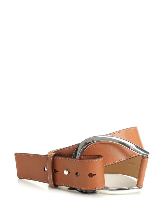 Leather Belt With Stirrup Buckle Belts Brown