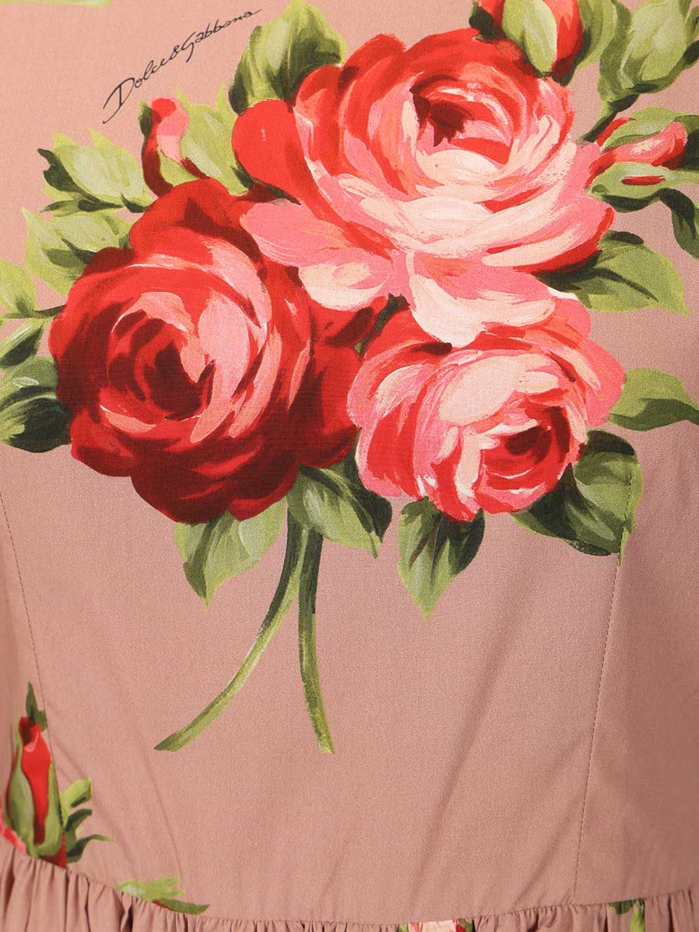 Dolce & Gabbana Cotton Dress With Rose Bouquet Print Dresses - Multicolor | d85dbeadf36db25e4abd0ee99f16f63237fdce16