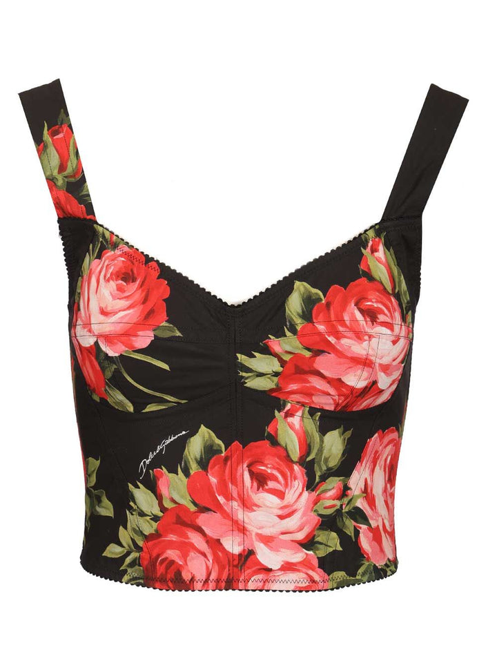 Dolce & Gabbana Rose Bouquet Print Bustier Top Tops - Black | 762d16ce14e0d64d1e59cd32b2ab50b246fb0ebd